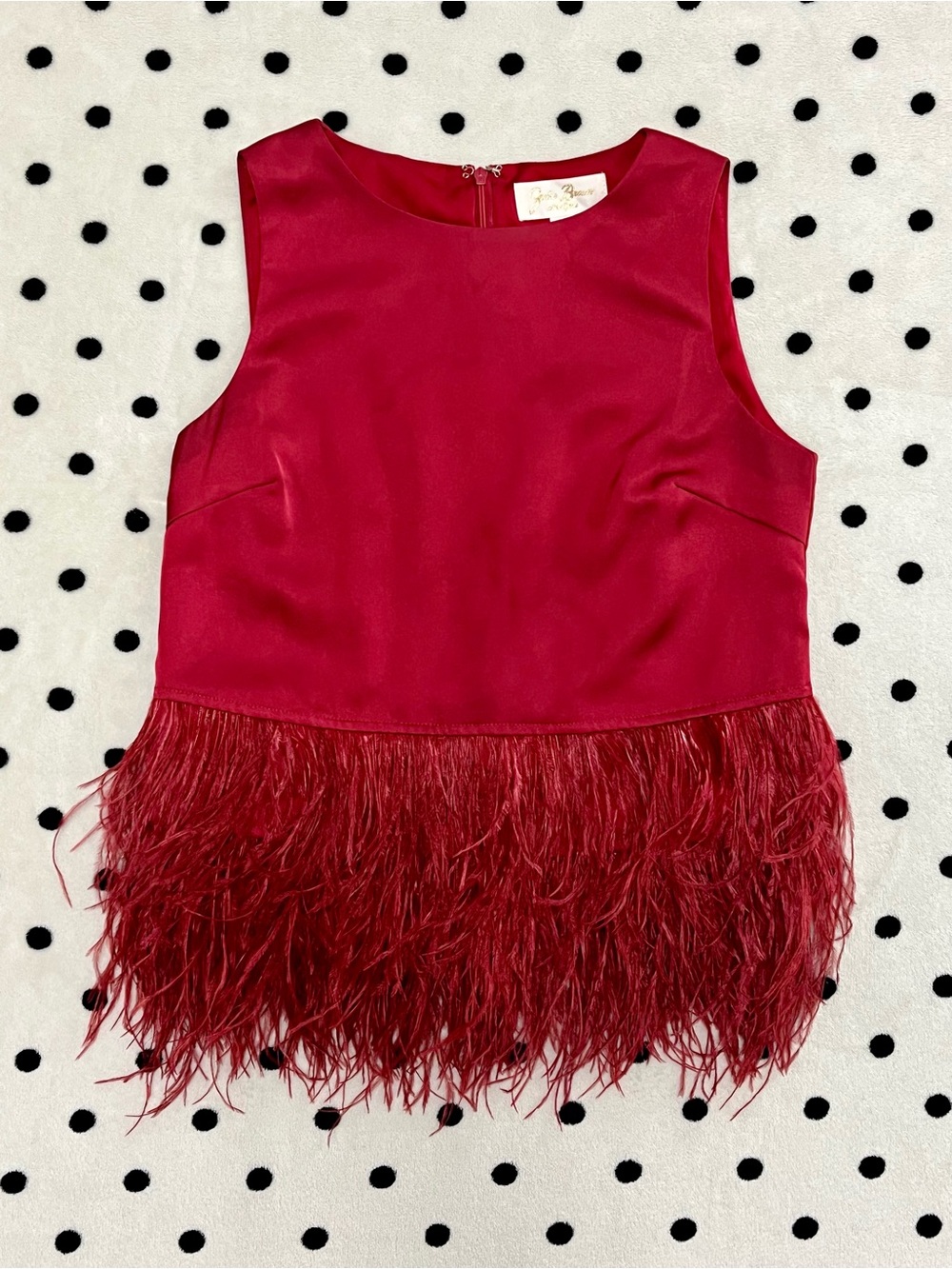 Julie Brown New York Satin Feather Crop Top & Skirt Size XS/S